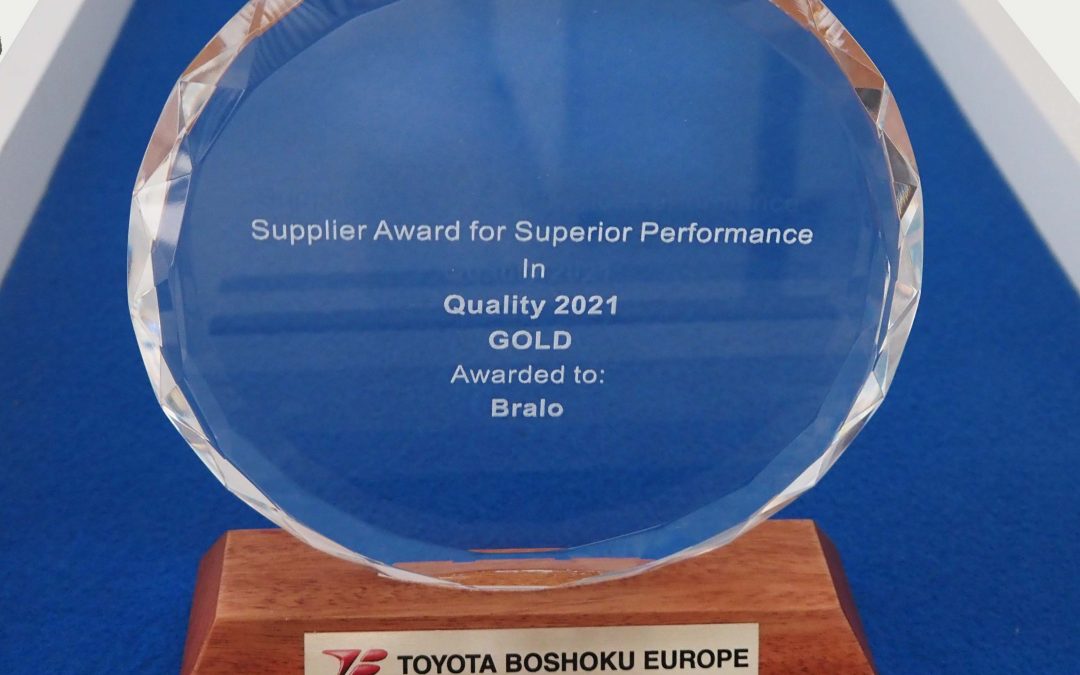 BRALO obtiene el Gold Award Quality 2021 de Toyota Boshoku Europe