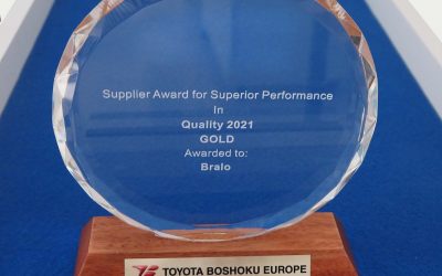 BRALO obtains the Gold Award Quality 2021 from Toyota Boshoku Europe